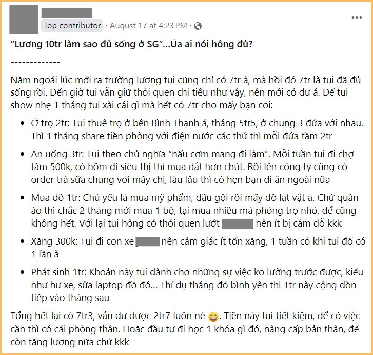 Mọi sự nghi ngờ đang đổ dồn vào một nữ nhân chi tiêu siêu khéo: Lương 10 triệu mà tiết kiệm được tới 2,7 triệu/tháng sao?- Ảnh 1.